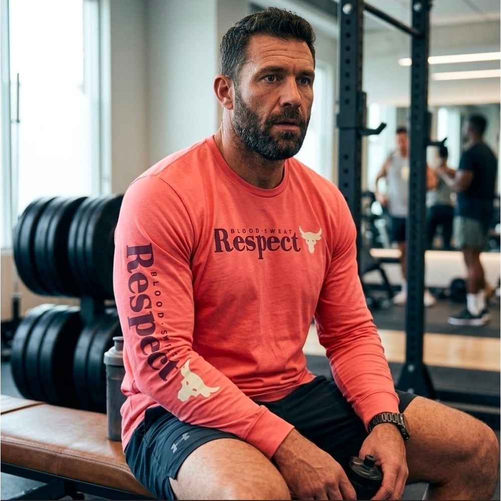 Under Armour Project Rock Blood Sweat Respect Tee Shirt Coral 1373761 Large New